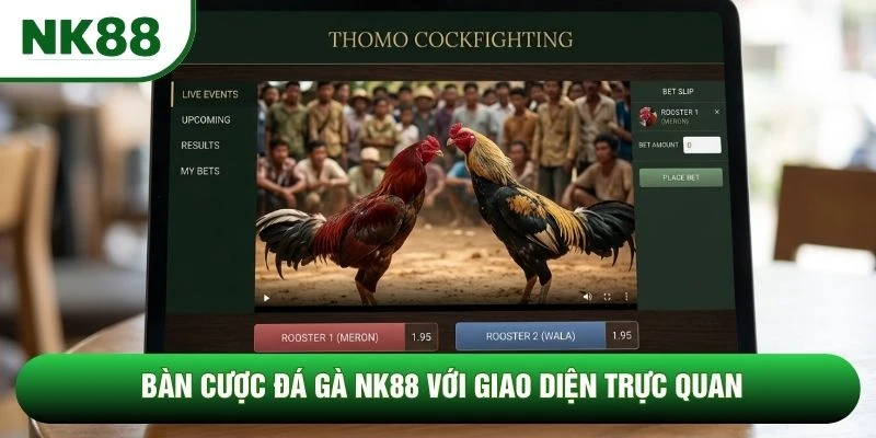 Bàn cược đá gà NK88 với giao diện trực quan