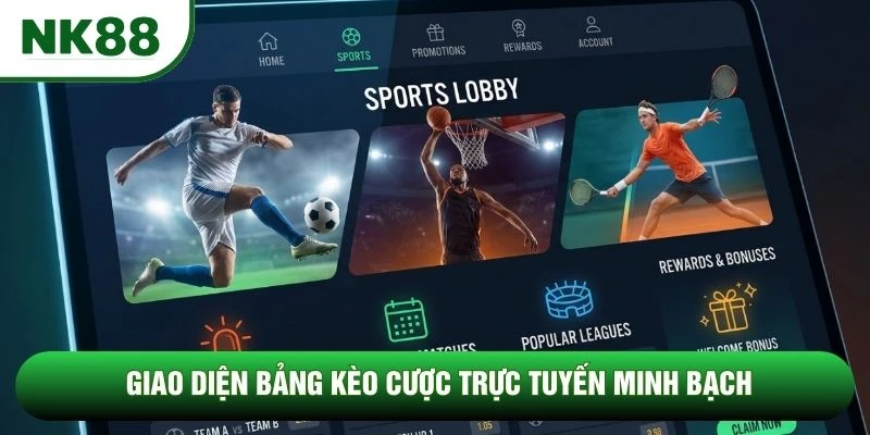 Giao diện bảng kèo cược trực tuyến minh bạch