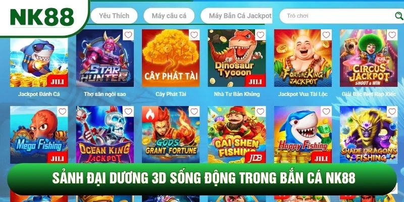 Sảnh đại dương 3D sống động trong bắn cá NK88